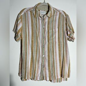 American Eagle XS striped short sleeve button up